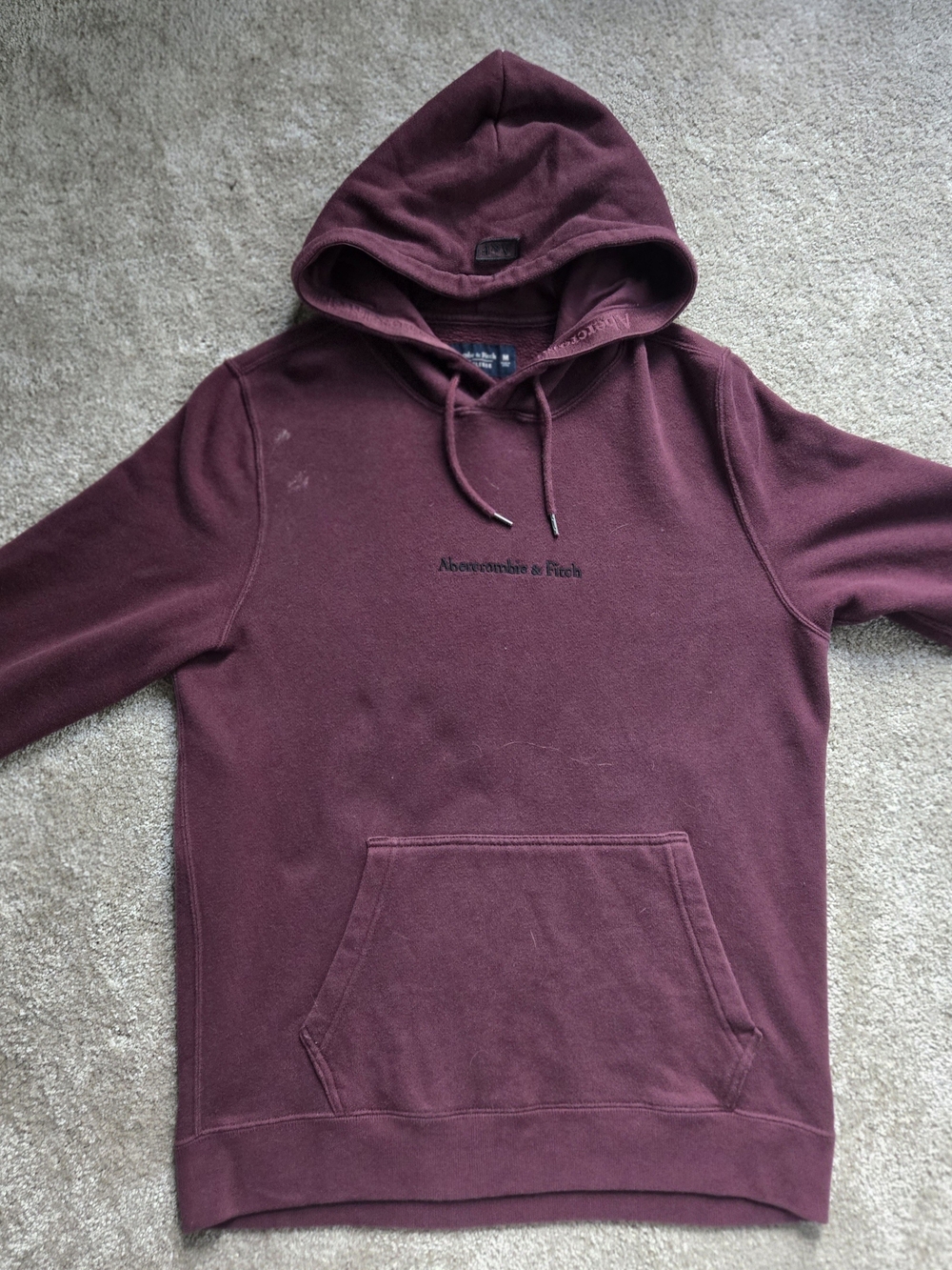 Abercrombie & Fitch Men's Maroon Hoodie Sweatshirt